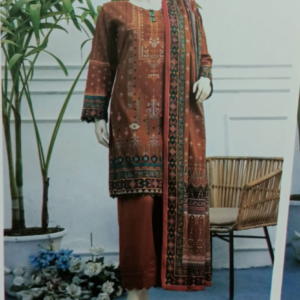 Graceful Elegance: Haya 3-Piece Brown Lawn Suit