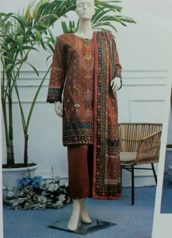 Graceful Elegance: Haya 3-Piece Brown Lawn Suit