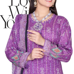 Sarina 3 Piece Lawn Suit (Unstitched) Purple Edition